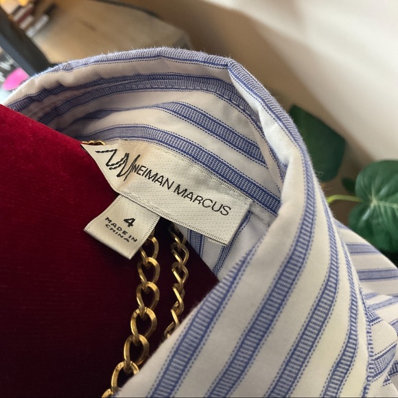 SOLD NM Neiman Marcus Striped Cotton Dress Blue Size 4 - Picture 6 of 8